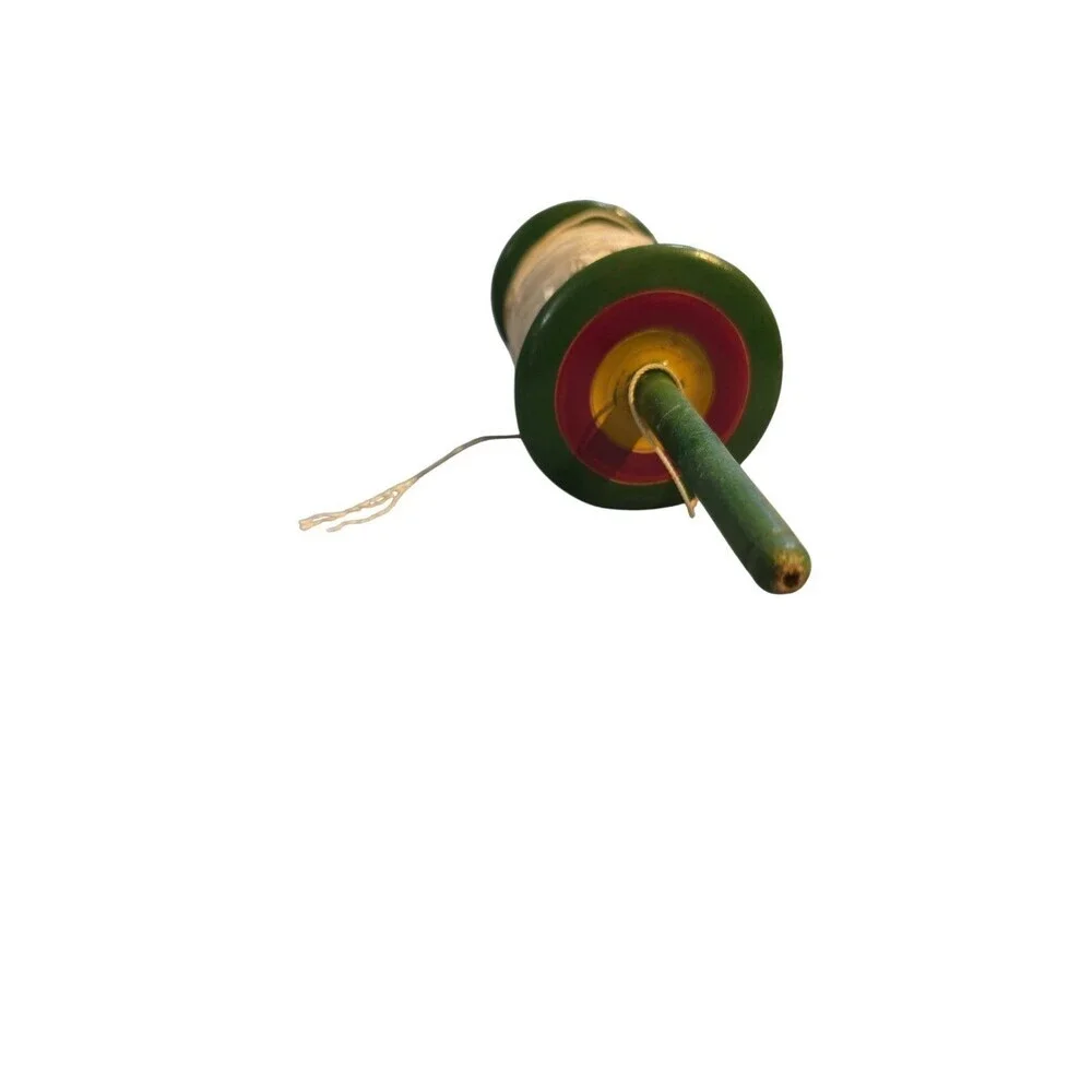 KITE STRING HOLDER VINTAGE Wooden Green Spool